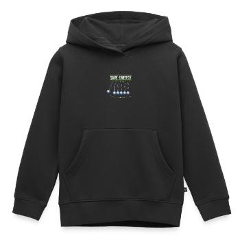 Économisez de l’énergie - Sweat Premium à capuche enfant bio - noir - Devant - AI Model Kid Male (0cm)