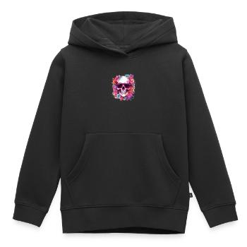 Tête de mort fleurie - Sweat Premium à capuche enfant bio - noir - Devant - AI Model Kid Male (0cm)