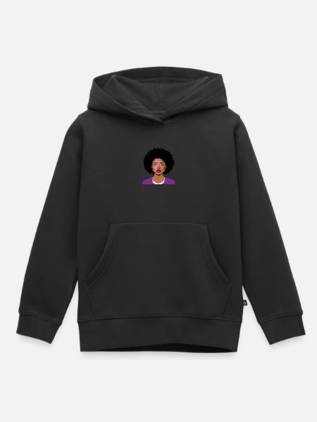 Frau mit Afro - Kinder Premium Organic Hoodie - Schwarz