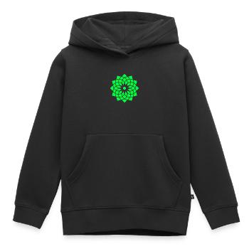 heilige geometrie yoga lebensblume neon symbol - Kinder Premium Organic Hoodie - Schwarz - Vorne - AI Model Kid Male (0cm)