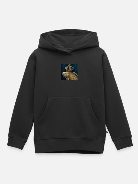 Poisson rouge couronné - Sweat Premium à capuche enfant bio - noir