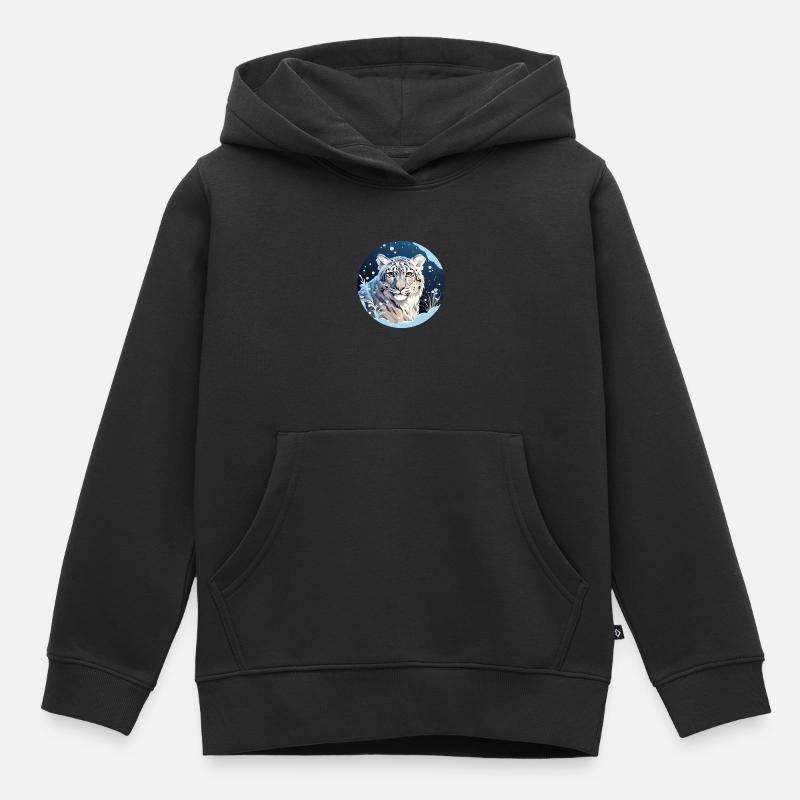 Schneeleopard - Kinder Premium Organic Hoodie - Schwarz