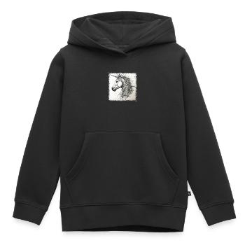cool idée cadeau cadeau happy idée de cadeau - Sweat Premium à capuche enfant bio - noir - Devant - AI Model Kid Male (0cm)