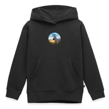 Zebra in Savanne - Kinder Premium Organic Hoodie - Schwarz - Vorne - AI Model Kid Male (0cm)