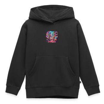 Chine - Sweat Premium à capuche enfant bio - noir - Devant - AI Model Kid Male (0cm)
