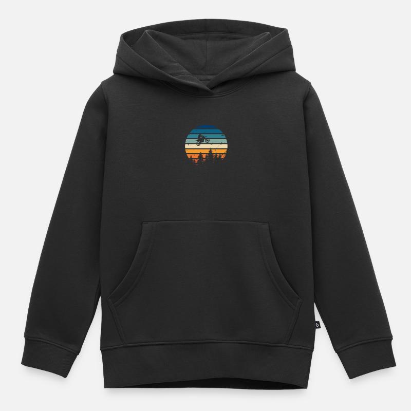 Moto rétro - Sweat Premium à capuche enfant bio - noir