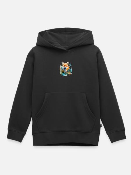 Rotfuchs, Aquarellfuchs - Kinder Premium Organic Hoodie - Schwarz
