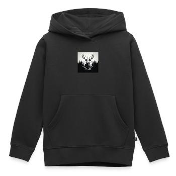Schwarz Weiß Hirsch - Kinder Premium Organic Hoodie - Schwarz - Vorne - AI Model Kid Male (0cm)