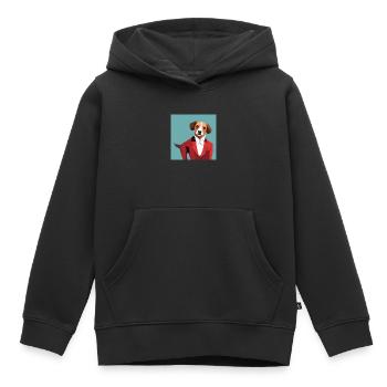 Chien en tenue d’affaires - Sweat Premium à capuche enfant bio - noir - Devant - AI Model Kid Male (0cm)