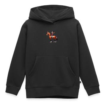 Reiterin Pferdesport Brauner schönes Pferd - Kinder Premium Organic Hoodie - Schwarz - Vorne - AI Model Kid Male (0cm)