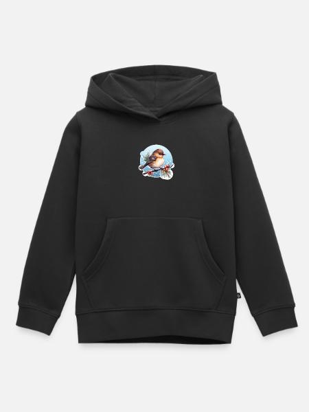 Braunkehlchen im Winter - Kinder Premium Organic Hoodie - Schwarz
