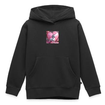 Unicorn pink heart - Kids Premium Organic Hoodie - black - Front - AI Model Kid Male (0cm)