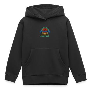 COURIR Therapie - Sweat Premium à capuche enfant bio - noir - Devant - AI Model Kid Male (0cm)