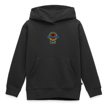 LIRE livre - Sweat Premium à capuche enfant bio - noir - Devant - AI Model Kid Male (0cm)