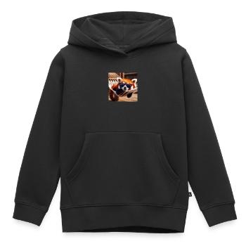 Roter Pandabär mit Sonnenbrille in Hängematte - Kinder Premium Organic Hoodie - Schwarz - Vorne - AI Model Kid Male (0cm)