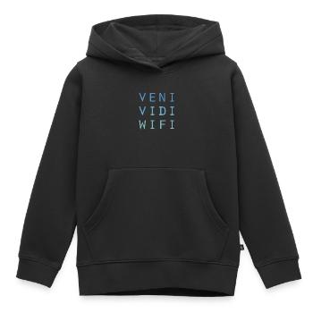 Veni Vidi Wifi (plain) - Kids Premium Organic Hoodie - black - Front - AI Model Kid Male (0cm)