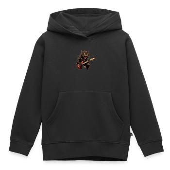 Animaux Domestiques, Mignon, Chat, Animal, Chat, Drôle De Musique, Guitare - Sweat Premium à capuche enfant bio - noir - Devant - AI Model Kid Male (0cm)
