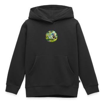 Famille Stone - Sweat Premium à capuche enfant bio - noir - Devant - AI Model Kid Male (0cm)