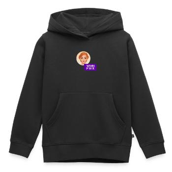 WMN PWR - Visage Féminin - 05 - Sweat Premium à capuche enfant bio - noir - Devant - AI Model Kid Male (0cm)