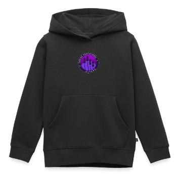 Logo with gradient background. - Kids Premium Organic Hoodie - black - Front - AI Model Kid Male (0cm)
