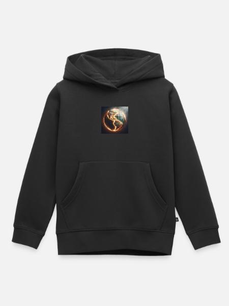 Leuchtender Erdball - Kinder Premium Organic Hoodie - Schwarz