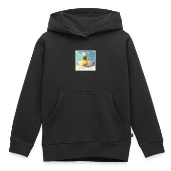 Drôle d’ananas prend une douche - Sweat Premium à capuche enfant bio - noir - Devant - AI Model Kid Male (0cm)