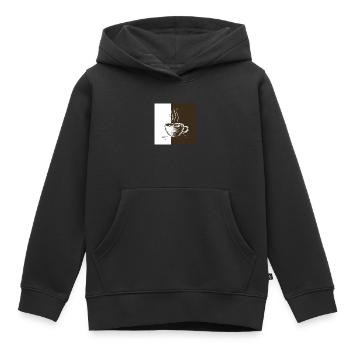 L’heure du café - Sweat Premium à capuche enfant bio - noir - Devant - AI Model Kid Male (0cm)