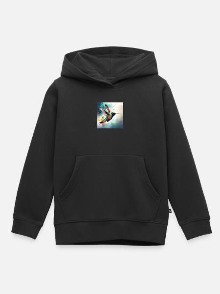 Kolibri farbig - Kinder Premium Organic Hoodie - Schwarz