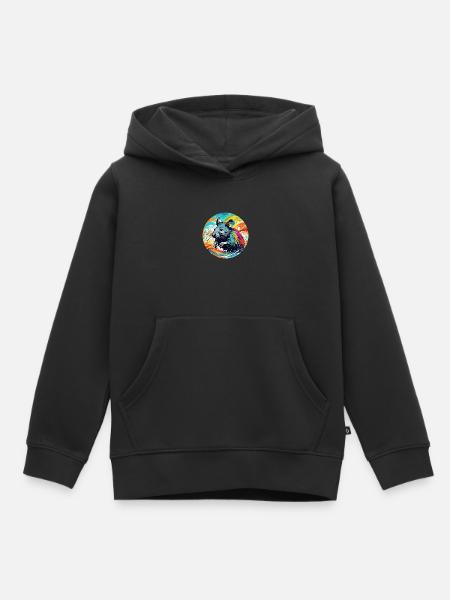 Ratte runder Batch - Kinder Premium Organic Hoodie - Schwarz