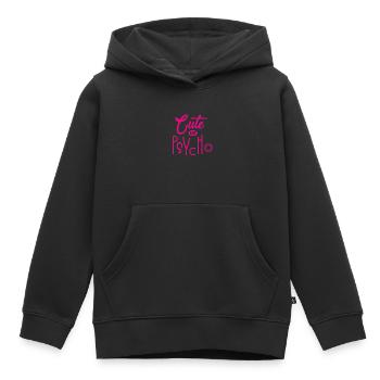 Mignon mais psychopathe - Doux mais fou - Fou - Sweat Premium à capuche enfant bio - noir - Devant - AI Model Kid Male (0cm)