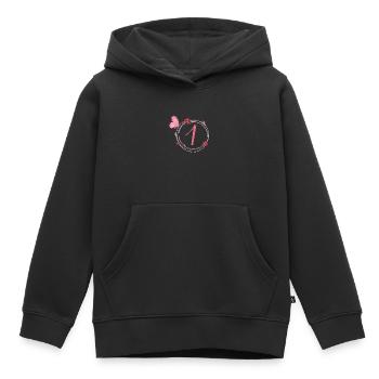 1e anniversaire papillon et fleurs fillettes - Sweat Premium à capuche enfant bio - noir - Devant - AI Model Kid Male (0cm)
