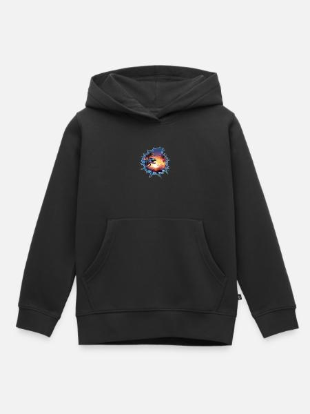 Dinosaurier T-Rex Aufkleber - Kinder Premium Organic Hoodie - Schwarz
