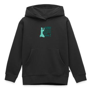 god answers - Kids Premium Organic Hoodie - black - Front - AI Model Kid Male (0cm)