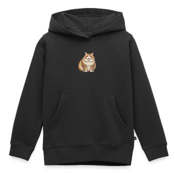 Gros chat - Sweat Premium à capuche enfant bio - noir - Devant - AI Model Kid Male (0cm)