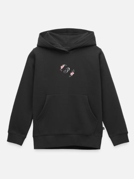 Rosa Blumenbuchstabe p - Kinder Premium Organic Hoodie - Schwarz