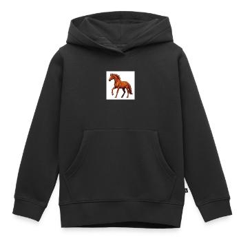 Le cheval : un animal noble - Sweat Premium à capuche enfant bio - noir - Devant - AI Model Kid Male (0cm)