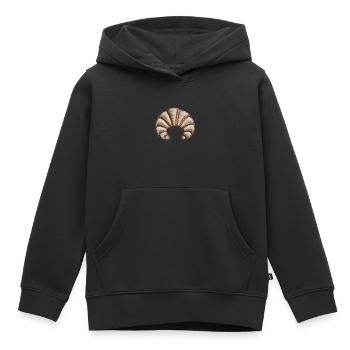 Croissant Brodé - Sweat Premium à capuche enfant bio - noir - Devant - AI Model Kid Male (0cm)