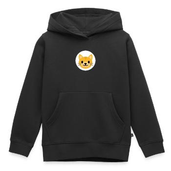 Visage de chat blanc | ~Relations avec NU | Vecteur - Sweat Premium à capuche enfant bio - noir - Devant - AI Model Kid Male (0cm)