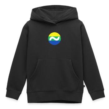 Drapeau Wave | ~Relations avec NU | Vecteur - Sweat Premium à capuche enfant bio - noir - Devant - AI Model Kid Male (0cm)