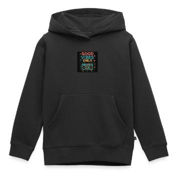 Vibes uniquement - Sweat Premium à capuche enfant bio - noir - Devant - AI Model Kid Male (0cm)