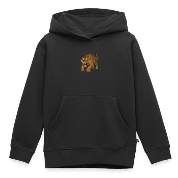 Tigre en colère - Sweat Premium à capuche enfant bio - noir - Devant - AI Model Kid Male (0cm)