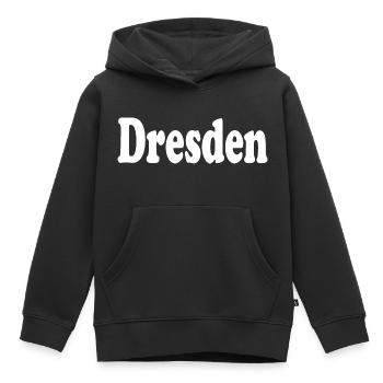 Dresde - Sweat Premium à capuche enfant bio - noir - Devant - AI Model Kid Male (0cm)