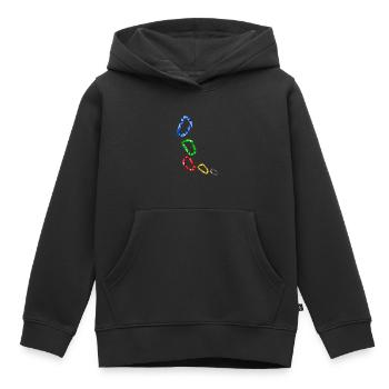 Karabiner - Kinder Premium Organic Hoodie - Schwarz - Vorne - AI Model Kid Male (0cm)