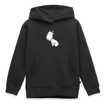 Chèvre Chèvre Buck - Sweat Premium à capuche enfant bio - noir - Devant - AI Model Kid Male (0cm)