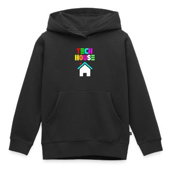 maison de technologie 808 - Sweat Premium à capuche enfant bio - noir - Devant - AI Model Kid Male (0cm)