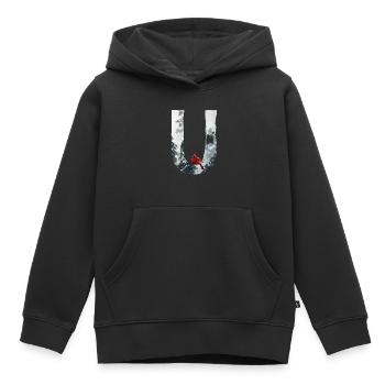U – decorative character – winter - Kids Premium Organic Hoodie - black - Front - AI Model Kid Male (0cm)