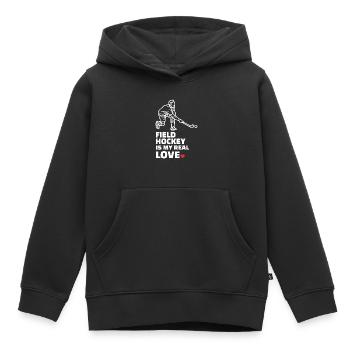 Hockey sur gazon - Sweat Premium à capuche enfant bio - noir - Devant - AI Model Kid Male (0cm)