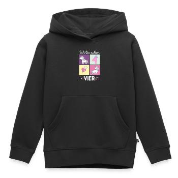 Einhorn Vier Vierter Geburtstag Unicorn - Kinder Premium Organic Hoodie - Schwarz - Vorne - AI Model Kid Male (0cm)
