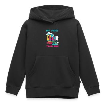 MY FIRST TRAIN RIDE - Eisenbahn Dampflok Zug - Kinder Premium Organic Hoodie - Schwarz - Vorne - AI Model Kid Male (0cm)