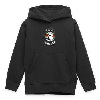 Chasseur de sentiers de VTT - Sweat Premium à capuche enfant bio - noir - Devant - AI Model Kid Male (0cm)